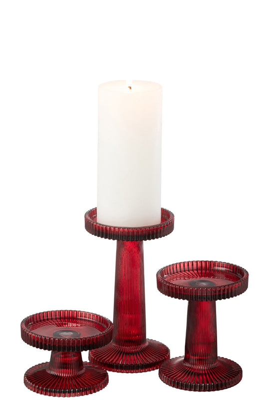 Set Van 3 Kaarshouder Nelly Glas Rood