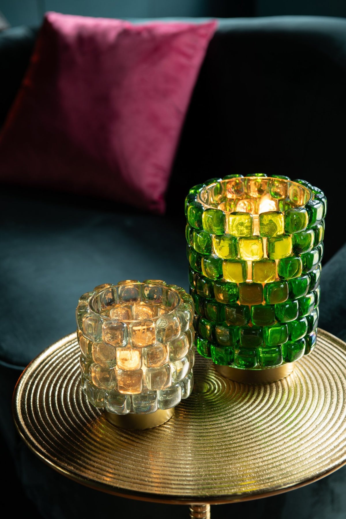 Theelicht Vierkant Mozaiek Glas Groen Large