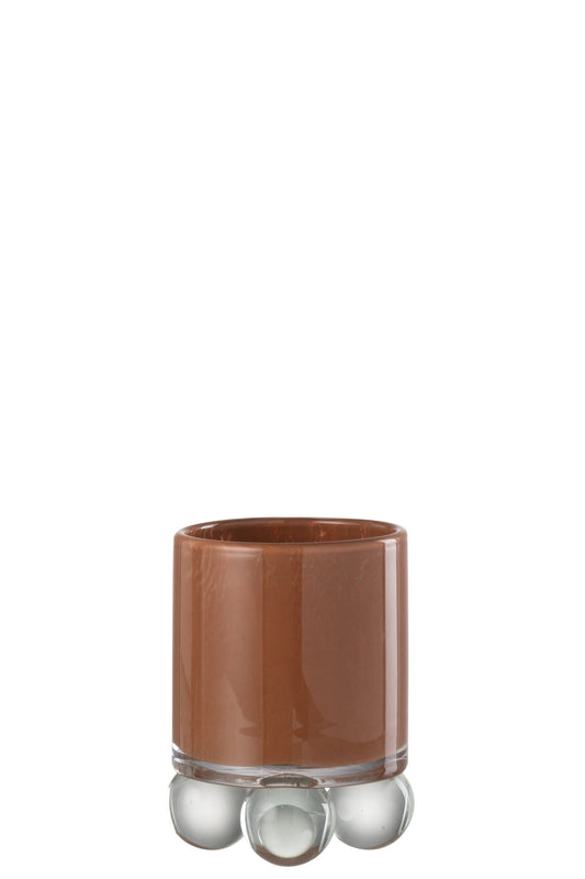 Theelichton Balls Glas Bruin