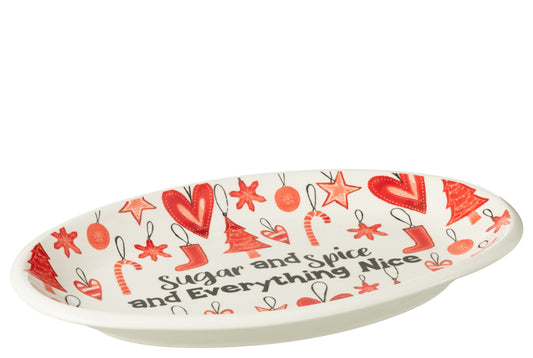 Bord ovaal keramiek rood