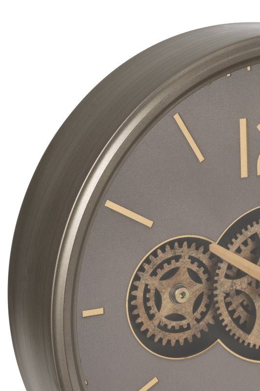 Clock Gears MDF Grey/Gold Small