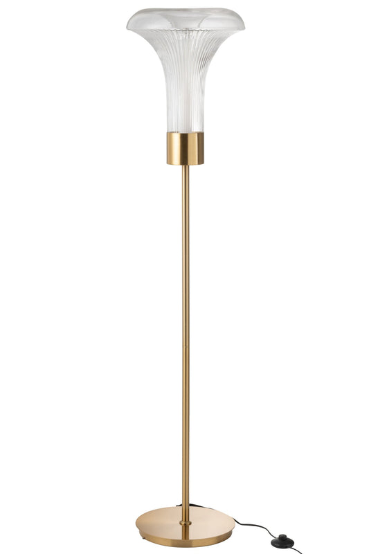 Floor lamp led gold metal/glass transparent