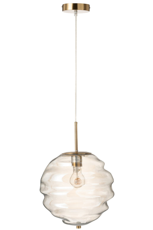 Hanglamp honingraat glas lichtcognac