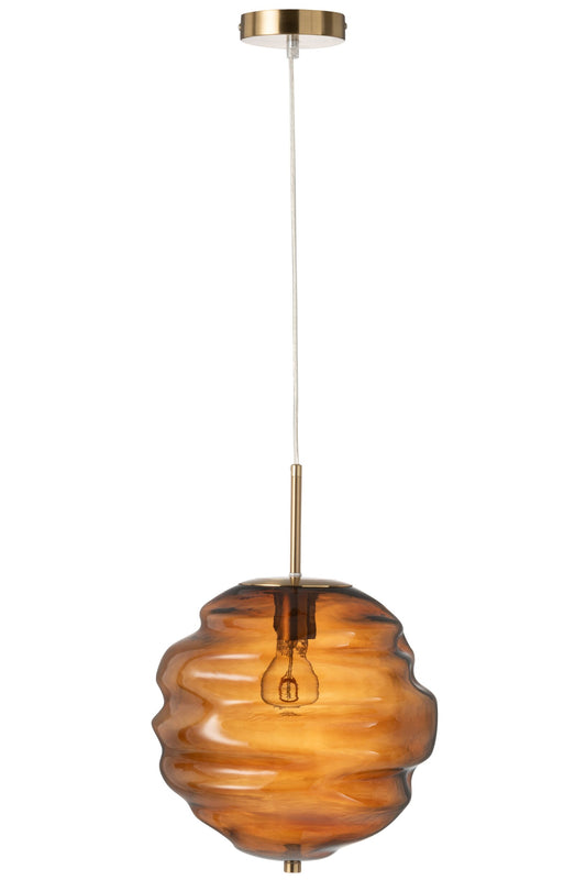 Hanglamp honingraat glas bruin
