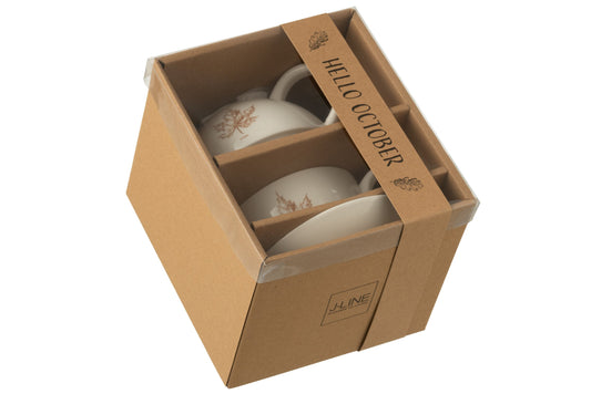 Thee voor één blad vensterdoos keramiek bruin assortiment van 2