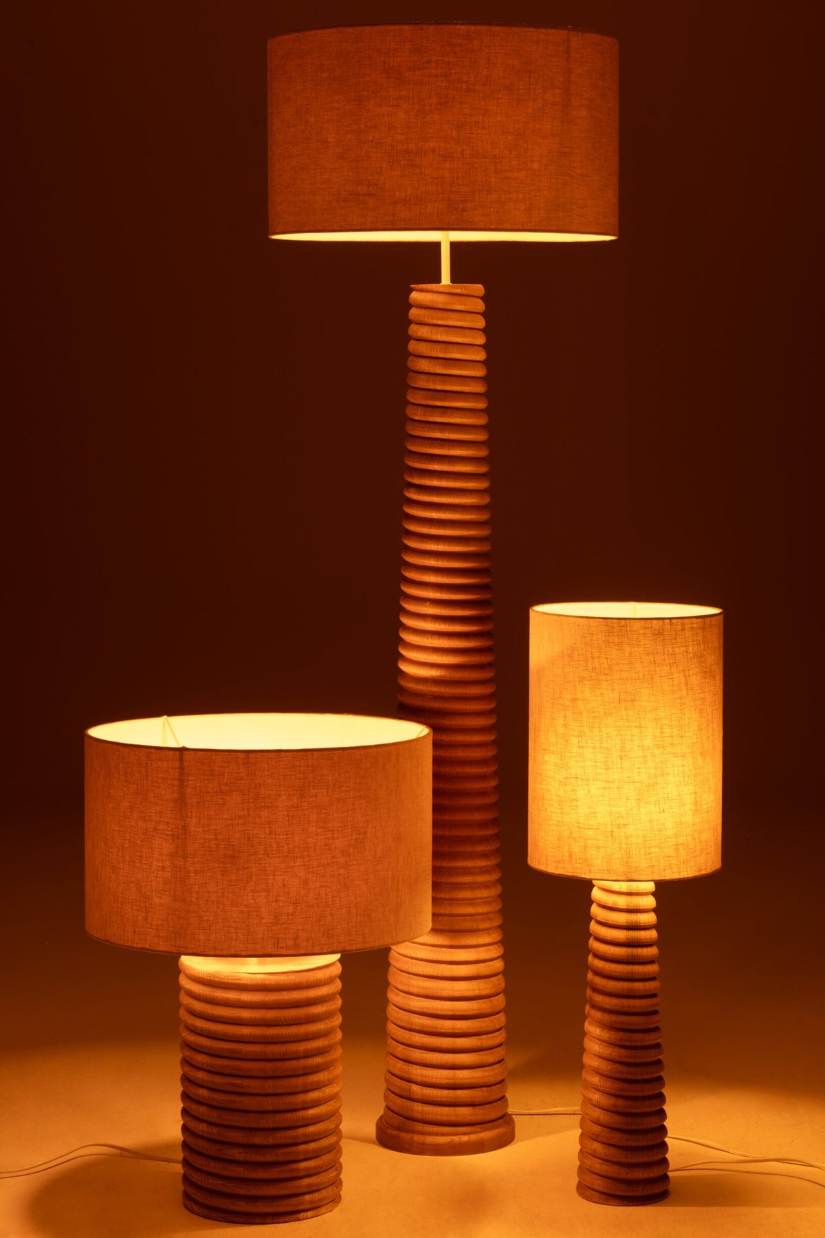 Lampe de table fil large bois d'ailanthus naturel/gris