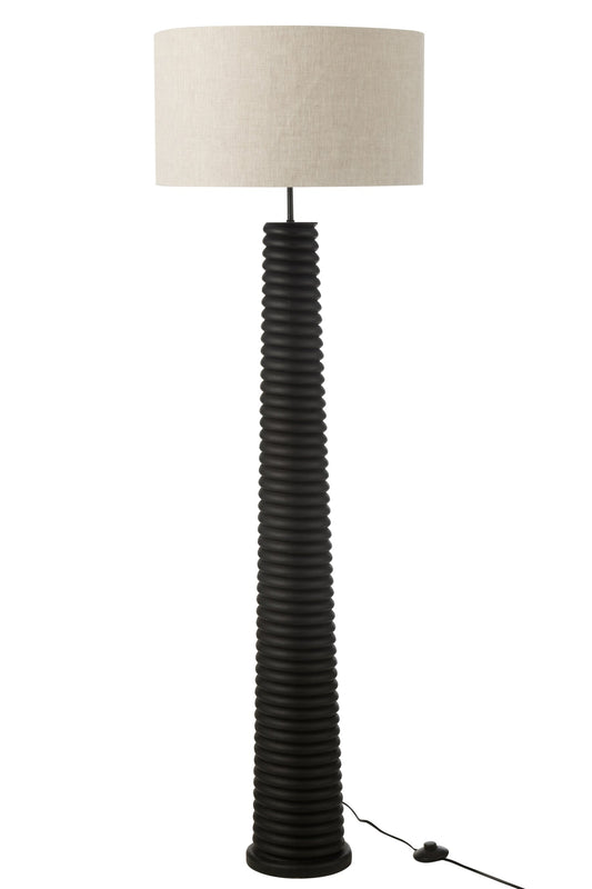 Floor lamp with cord, ailanthus wood, black/grey