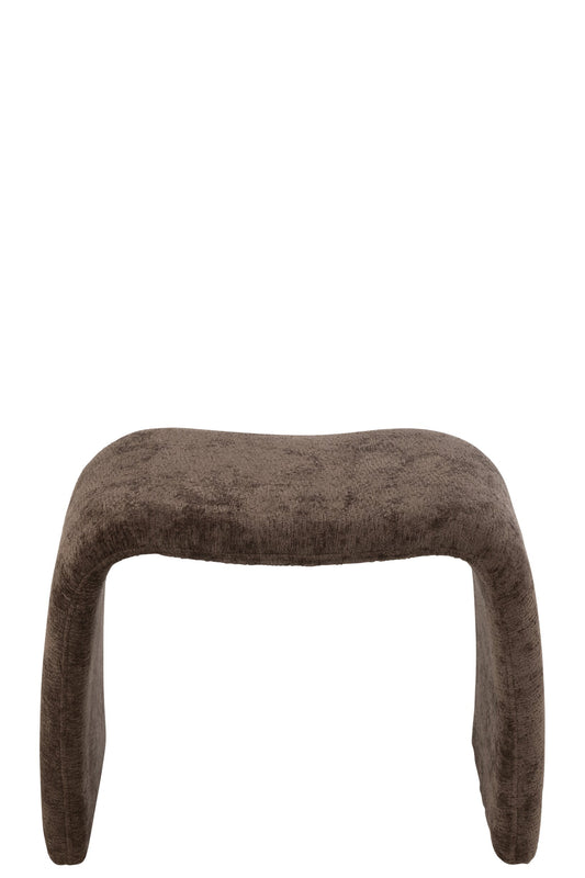 Stool N Shape Textile Dark Brown