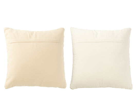 Cushion Square Loose/Tight Weaving Cotton Cream Assortment Of 2