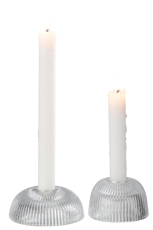 Kaarshouder Canele Glas Transparant Assortiment Van 2