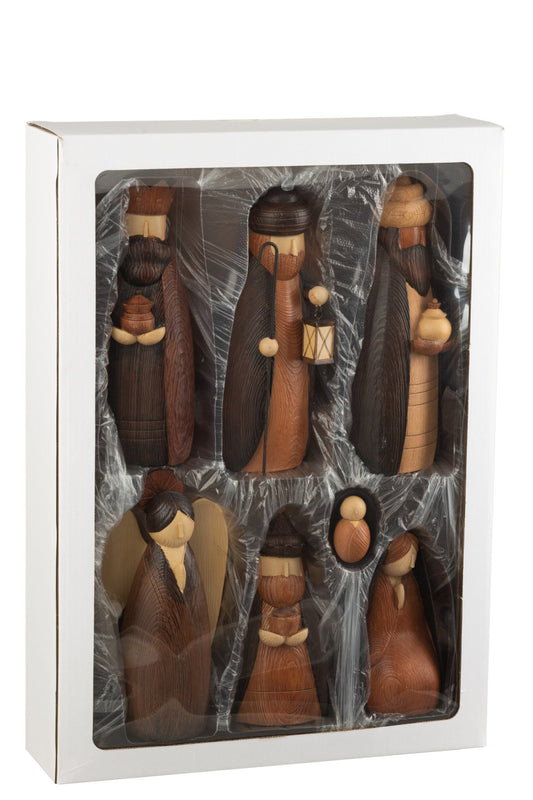 Nativity Scene 7parts Resin Brown