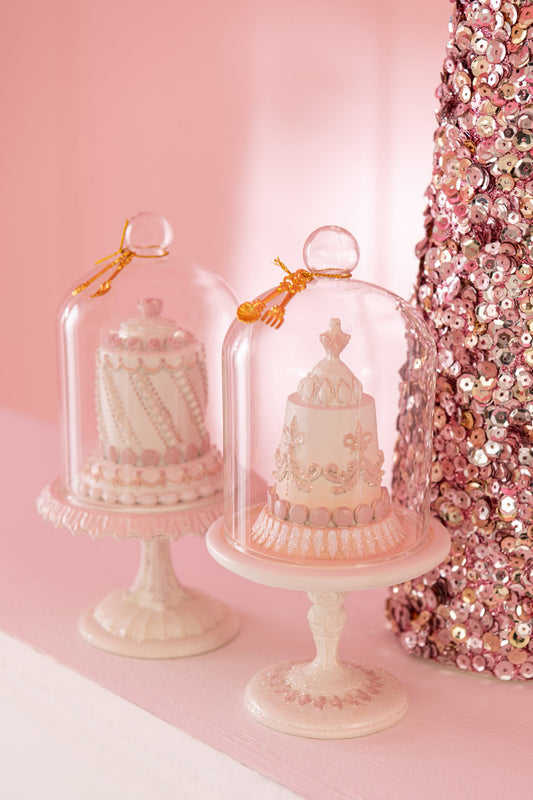 Cake Bell Resin White/Pink Assortment Of 2