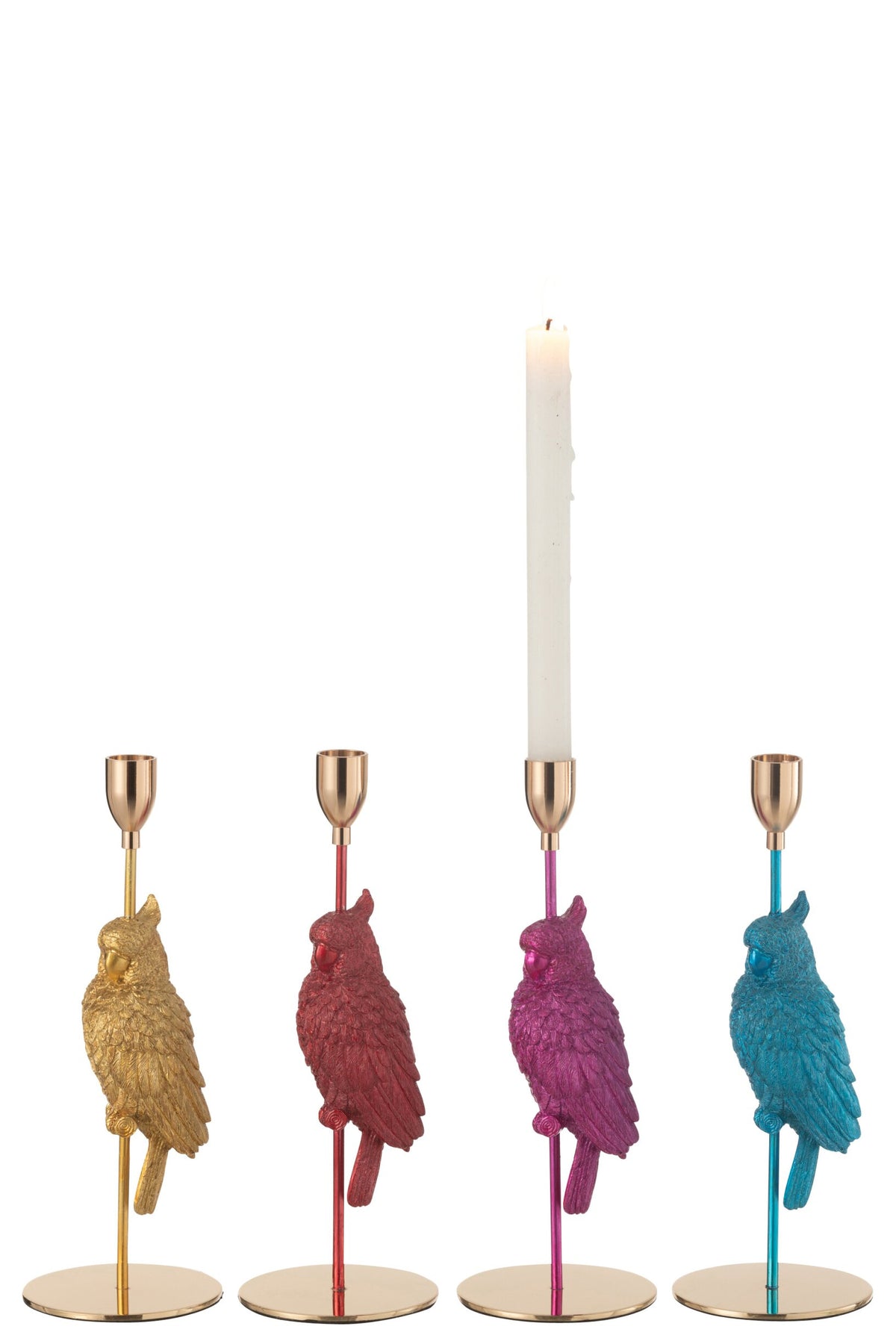 Kandelaar Vogel Resine Mix Assortiment Van 4