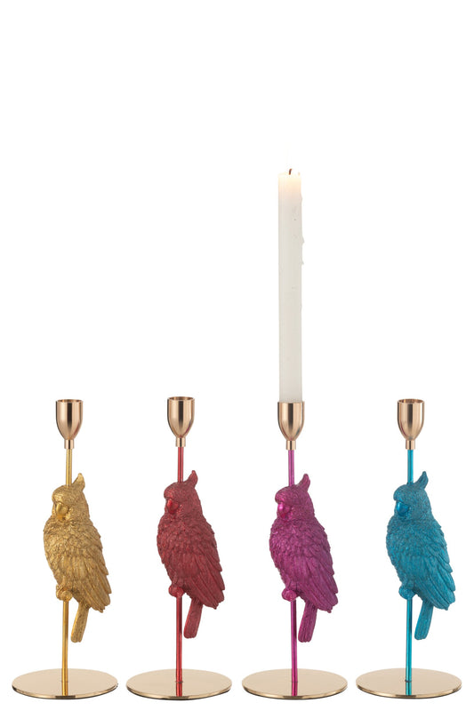 Kandelaar Vogel Resine Mix Assortiment Van 4