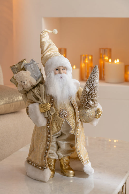 Santa Deco Resin/Textile Gold