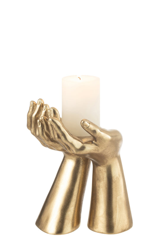 Kandelaar Handen Resine Goud