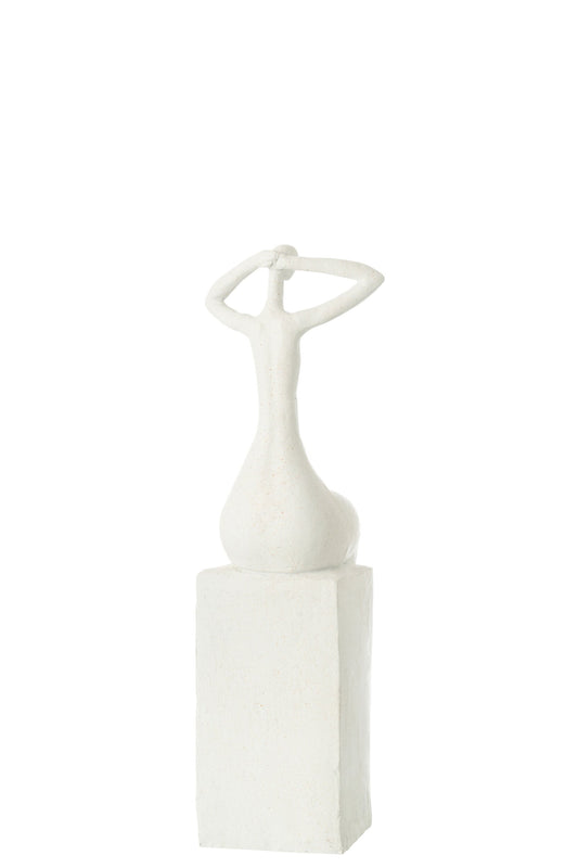 Lady Sitting On Rectangle Resin Matt White