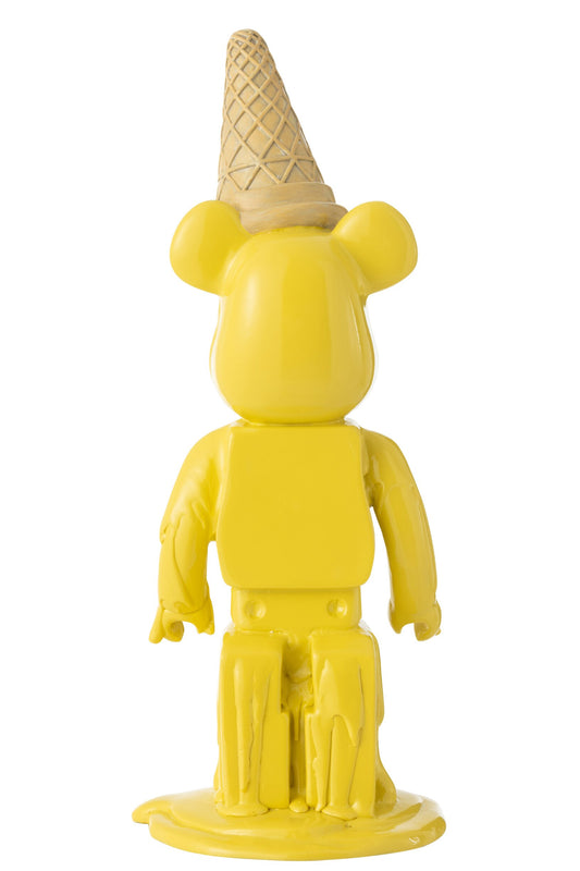 Bear Ice Cream Cone Resin Yellow