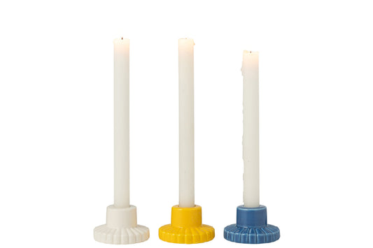 Kandelaar Strepen Porselein Mix Assortiment Van 3