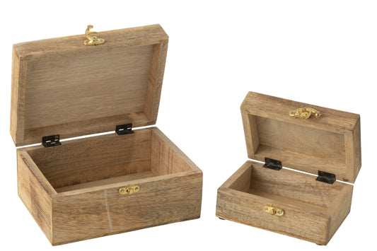 Set van 2 dozen hart mango hout rood