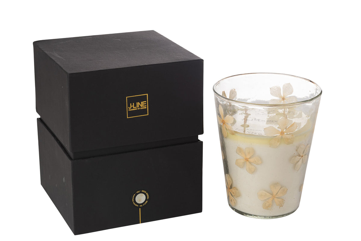 Geurkaars Bloemen Glas Transparant Large - 75 Uur