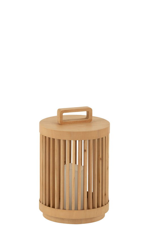 Small natural wood/LED cylinder lamp