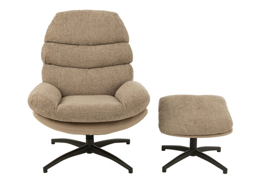 Relax Sofa + Footstool Metal/Plywood Dark Grey/Black