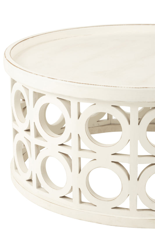 Coffee Table Carving Fir Wood/Mdf White