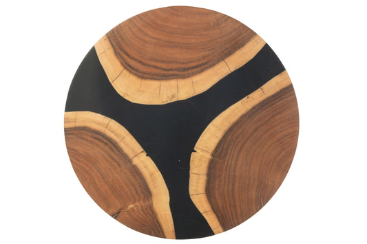 Snijplank rond acacia hout/resin naturel/zwart