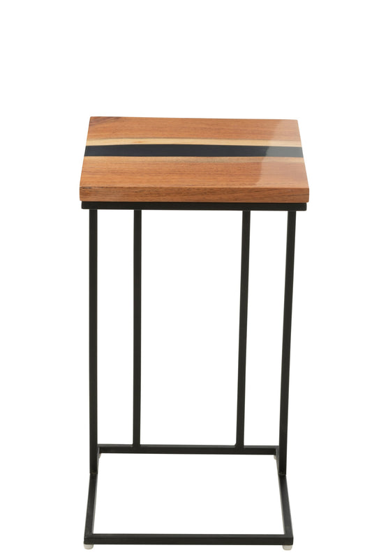 Side Table Square Acacia Wood/Resin Natural/Black