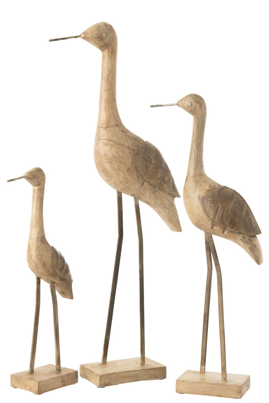 Decoration Bird Mango Wood/Metal Beige/Black Large