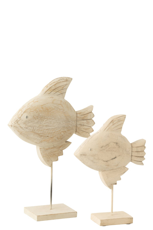 Decoration Fish Mango Wood/Metal Natural/White Large