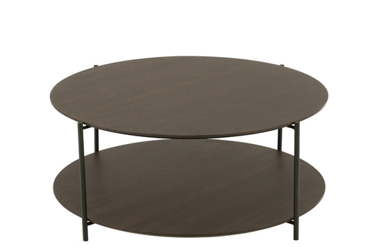 Coffee Table Round Mdf/Metal Dark Brown Small