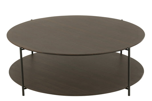 Coffee Table Round Mdf/Metal Dark Brown Large