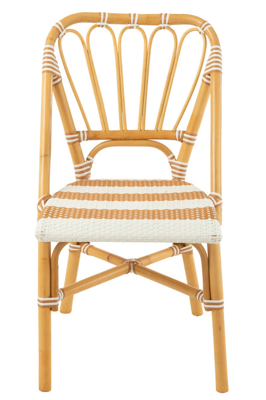 Dining Chair Rattan Beige/White
