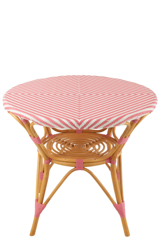 Dining Table Rattan Pink/White