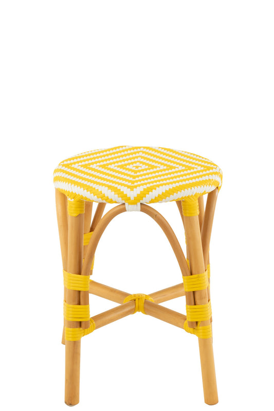 Stool Rattan Yellow/White Small
