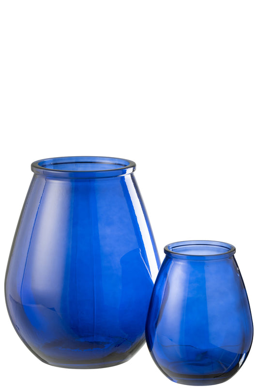 Vase Egg Glass Blue Large