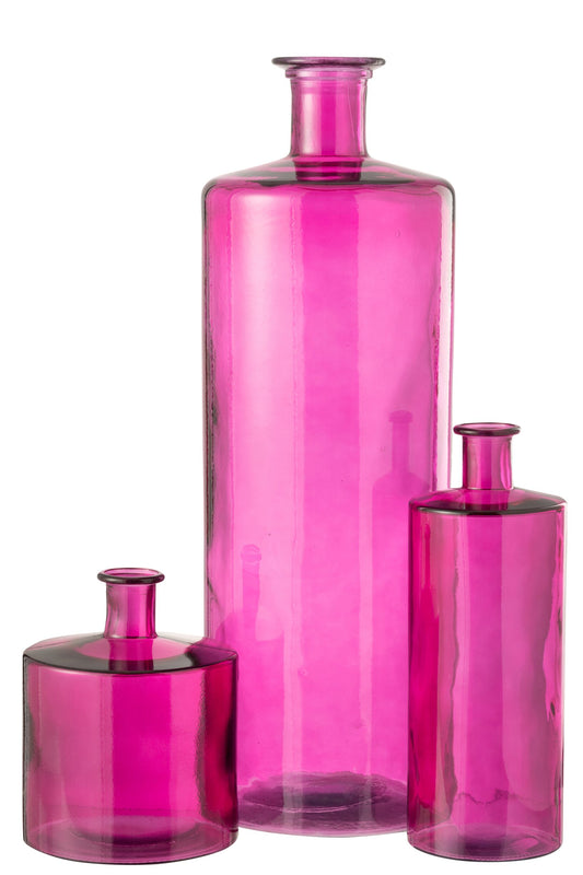 Vase Bottle Glass Pink Large