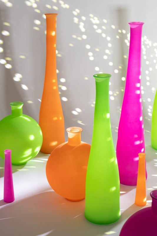 Vase Bottle Glass Neon Green Small