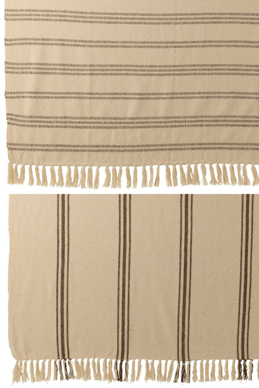 Plaid Stripes Recycled Cotton White/Brown Assortment Of 2