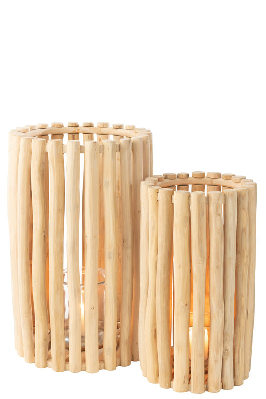 Set Van 2 Lantaarn Teck Naturel