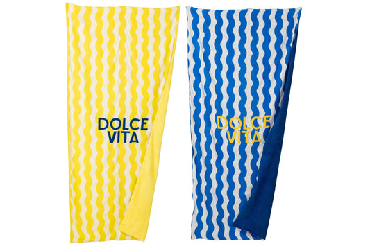 Beach Towel Dolce Vita Terry/Cotton Blue/Yellow Assortment Of 2
