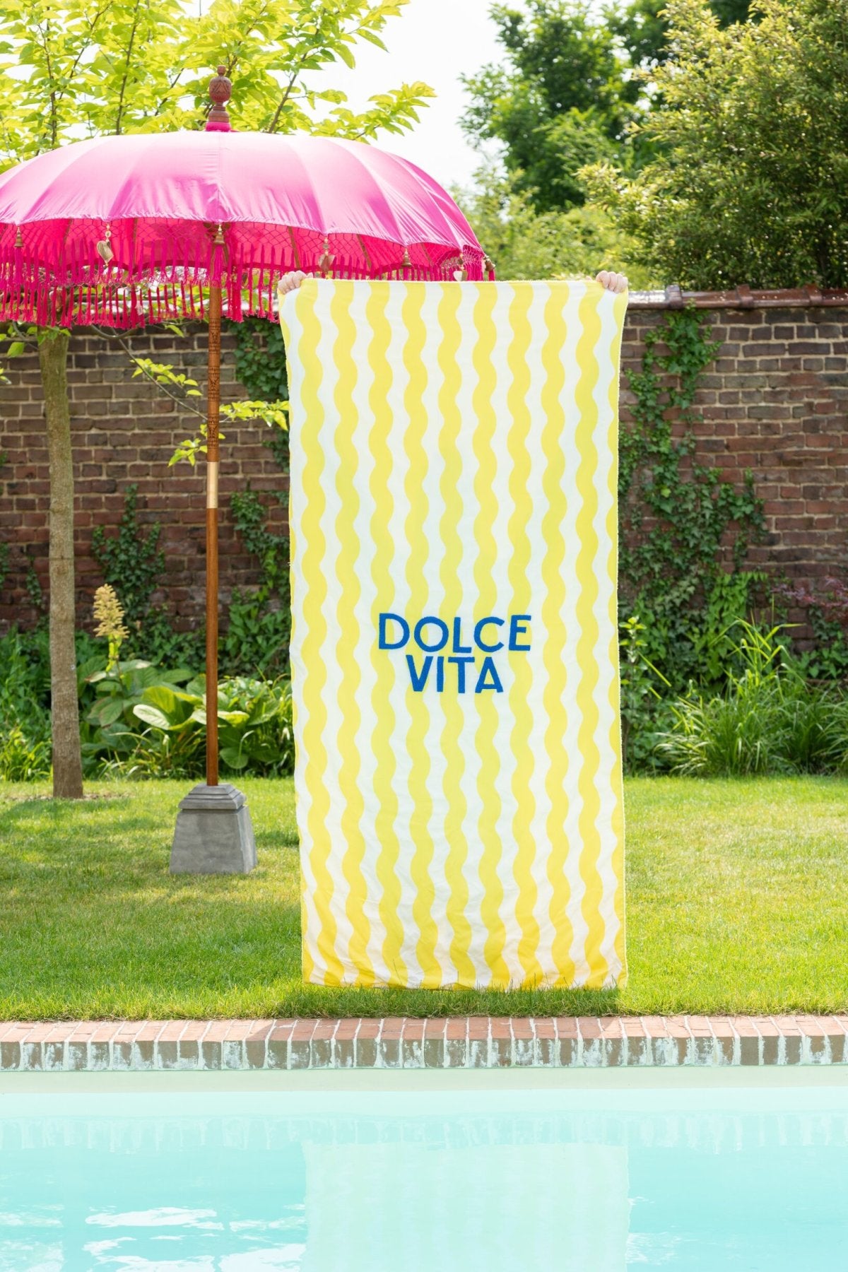Beach Towel Dolce Vita Terry/Cotton Blue/Yellow Assortment Of 2