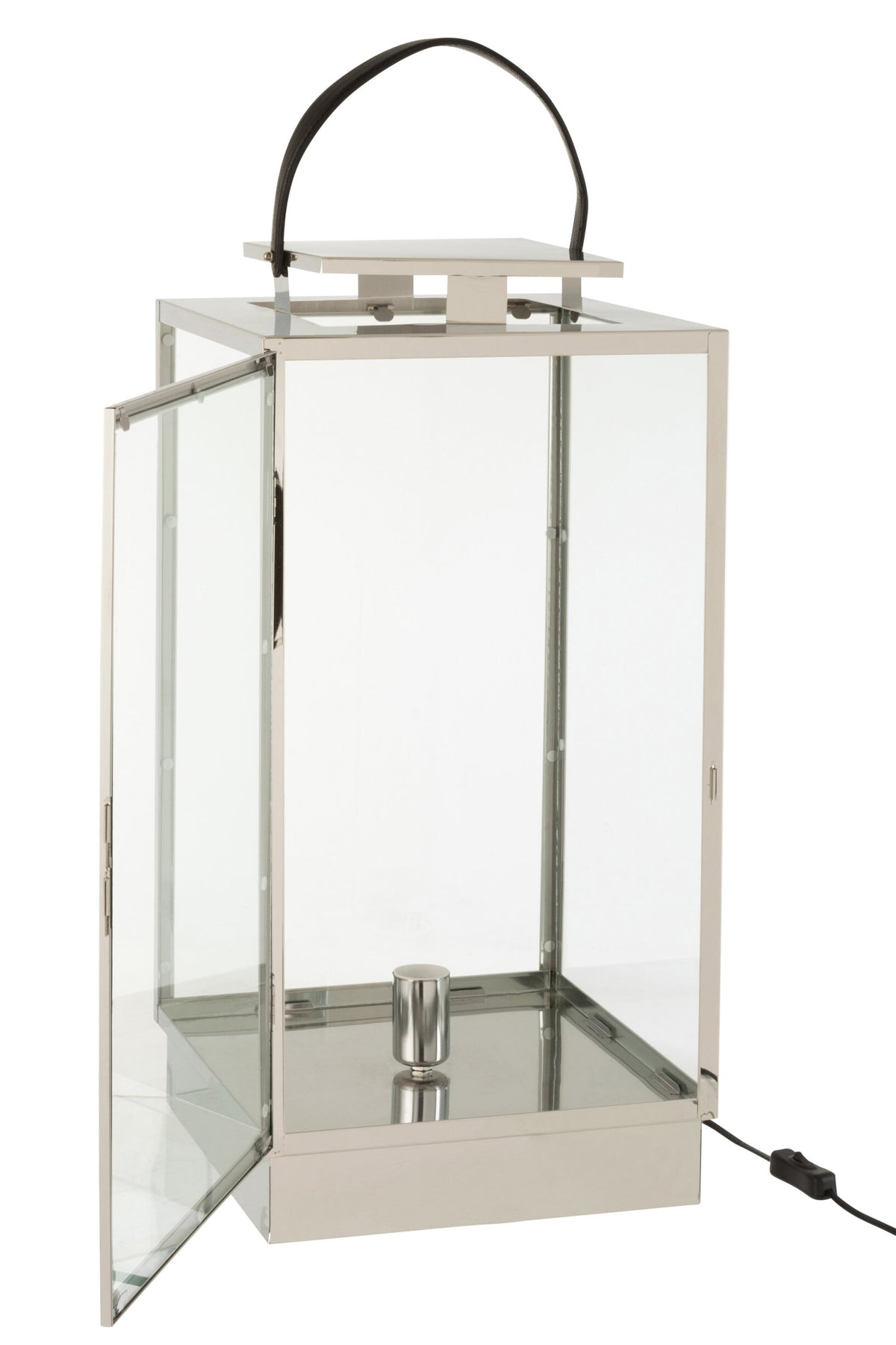 Lantaarn lamp metaal/glas zilver