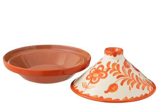 Tajine Granada keramiek wit/oranje