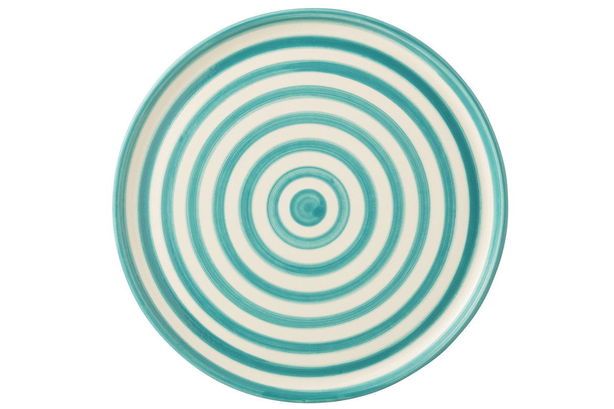 Assiette Granada rayée en céramique blanc/aqua