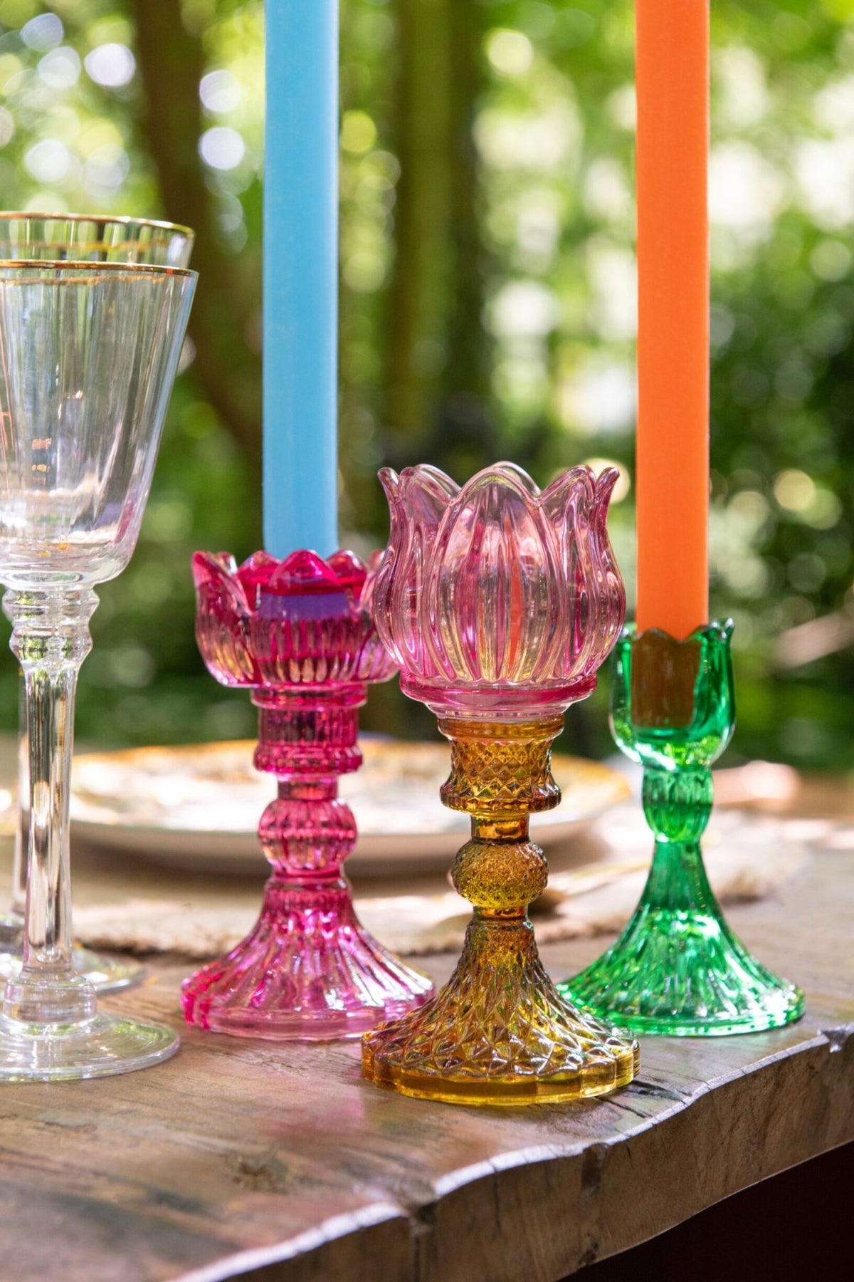 Kandelaar Roos Glas Mix Assortiment Van Drie