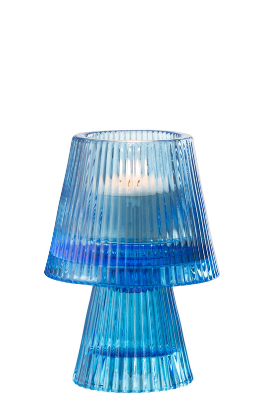 Theelichthouder Hoed Glas Blauw