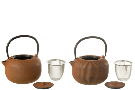Set van 1 theepot metaal bruin assortiment 2